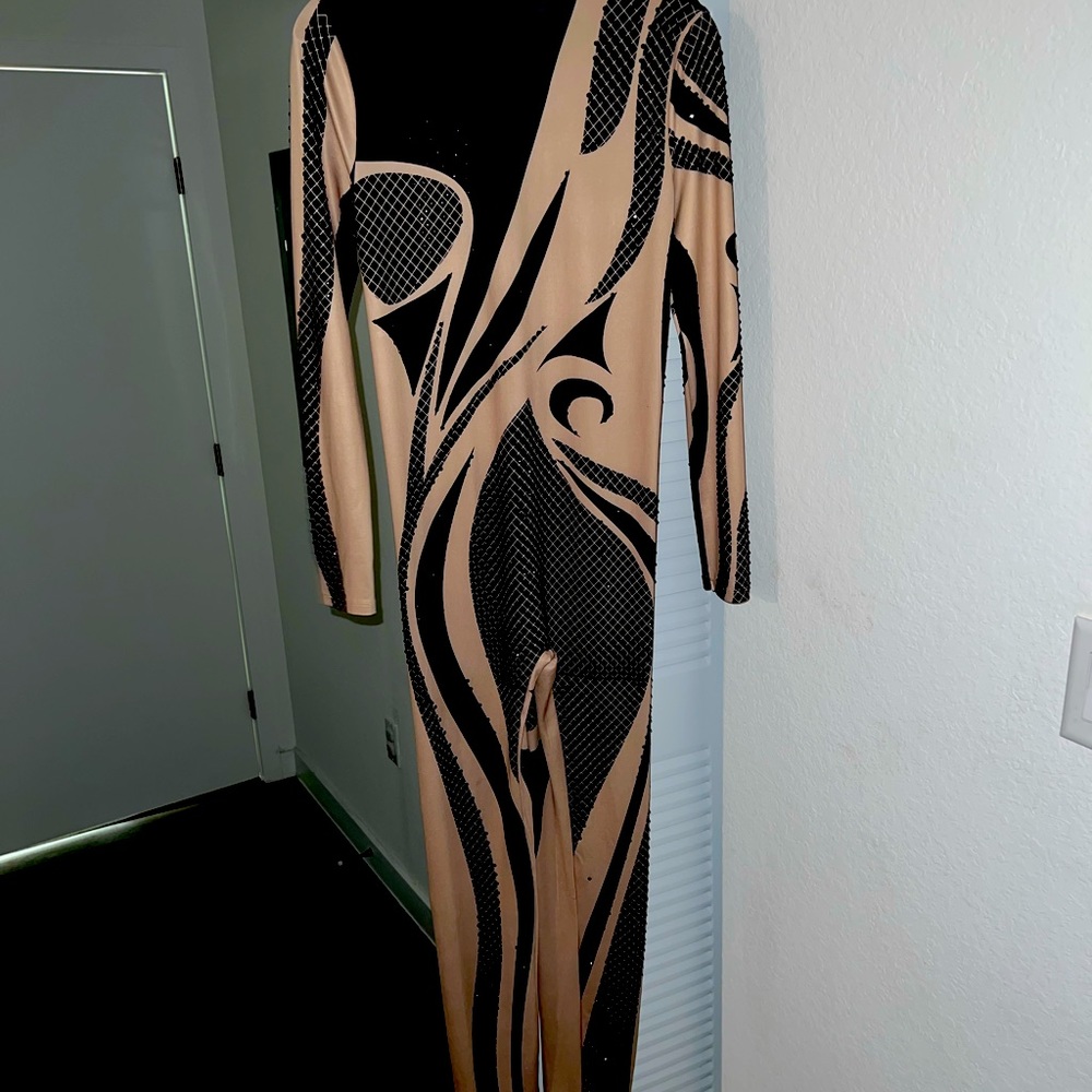Bling Out Nude / Black Jumpsuit